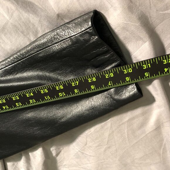 Vintage Charles Klein Womens Leather Trench Cota Small Black Button Front Biker - Picture 9 of 16